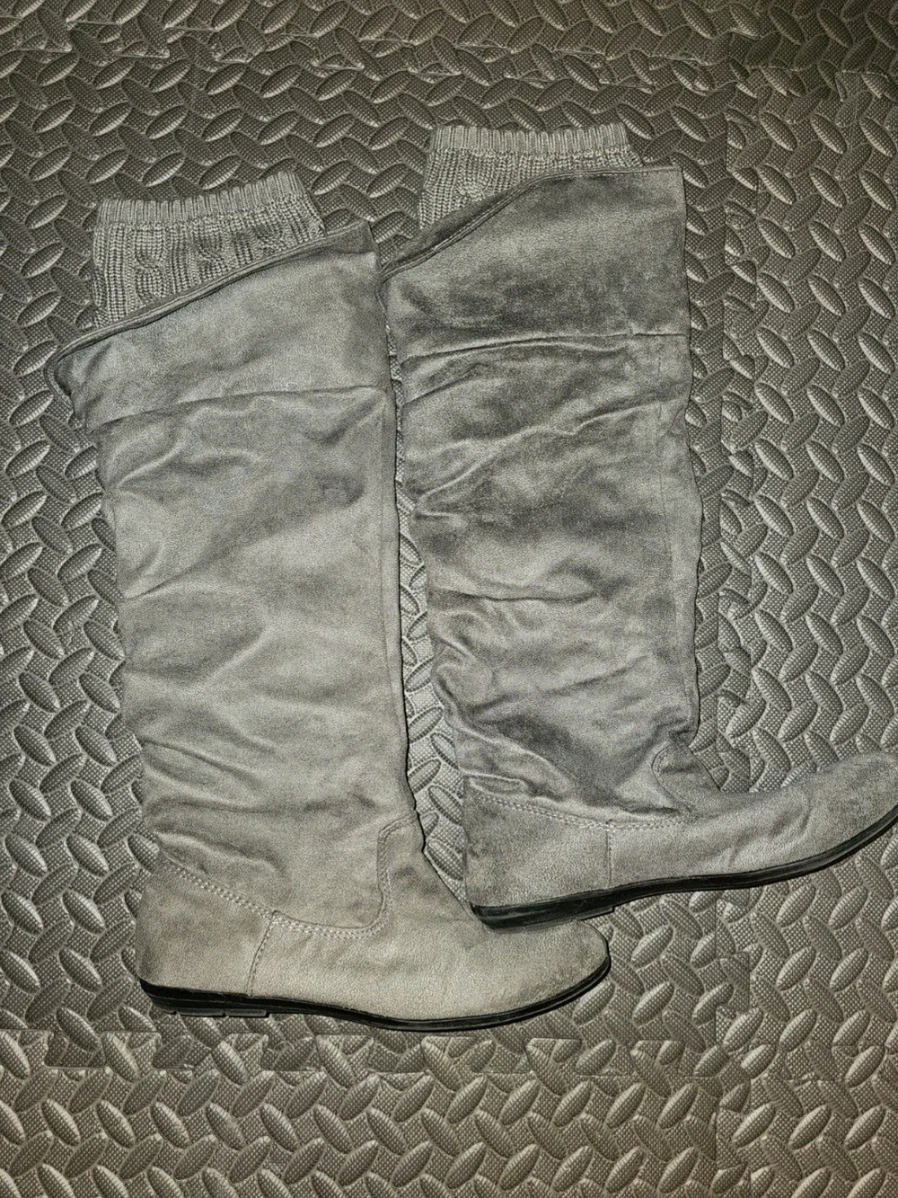 Aldo Gray Over-the-Knee Suede-Look Boots with Knit Cuff